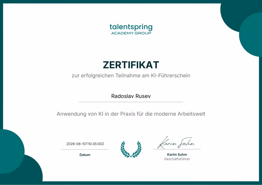 KI-Führerschein Zertifikat